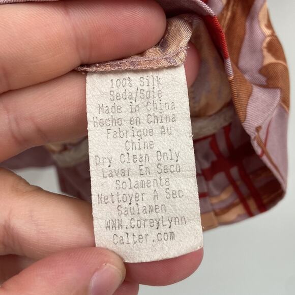 Corey Lynn Calter pink and red striped silk blouse - Picture 3 of 7